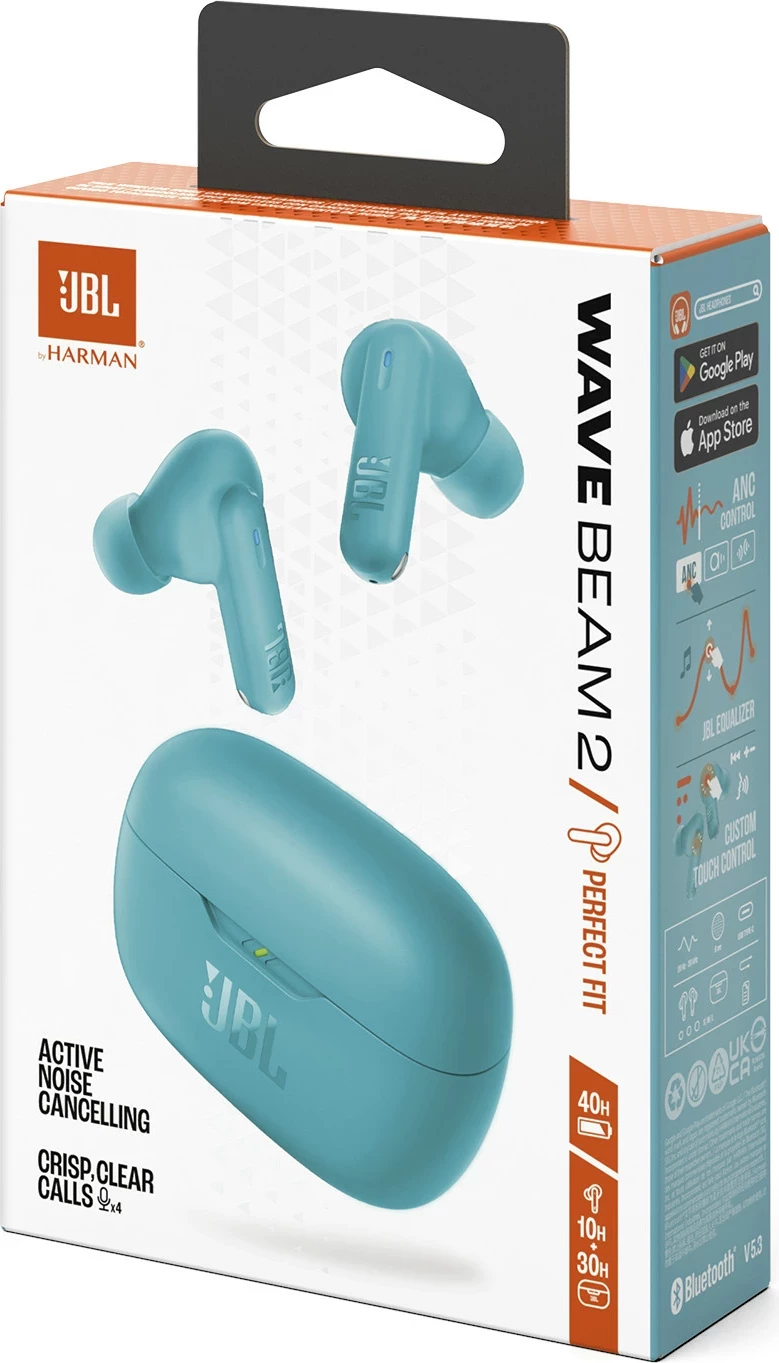 Kufje JBL Wave Beam 2, in-ear, Bluetooth, ANC, Blue