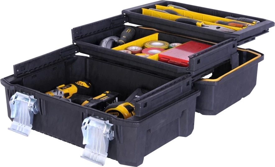 Kuti veglash Stanley Fatmax FMST1-71219 18\", e papërshkueshme nga uji, me organizator dhe kapëse metalike, e zezë/verdhe