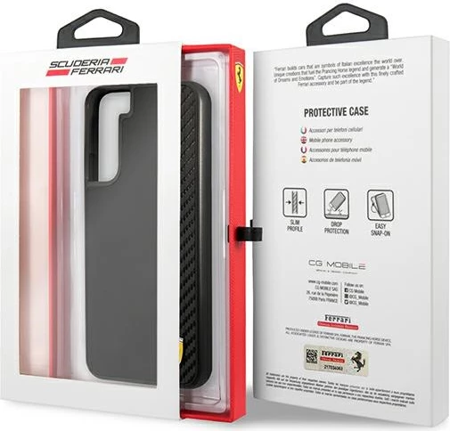 Mbështjellës Ferrari On Track Carbon Stripe për Samsung Galaxy S22+, i zi