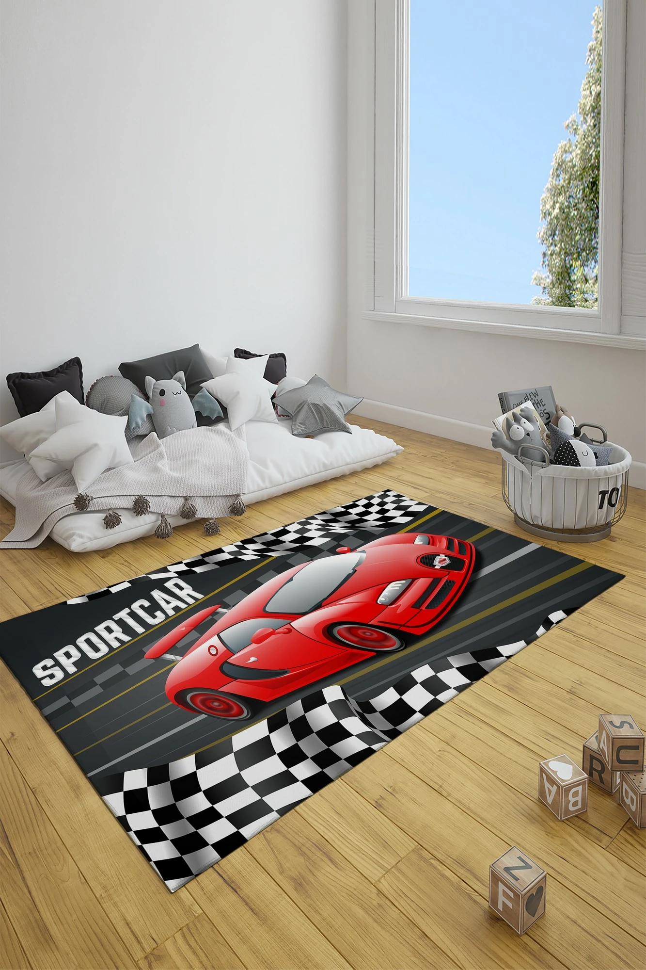 Qilim për fëmijë, shumëngjyrësh, sportcar, 120x180cm, CT-3106