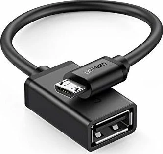 Adapter USB OTG Ugreen 10396, MicroUSB në USB-A (USB 2.0) 12 cm, i zi