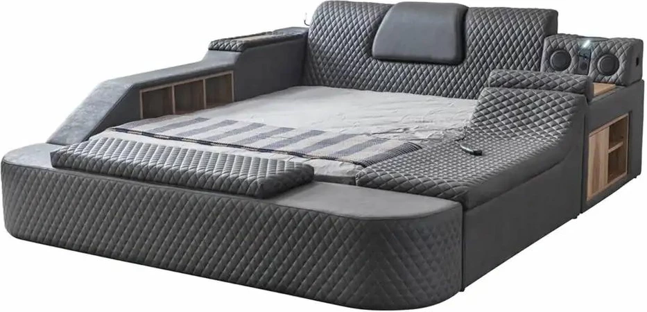 Krevat dopio me masazh, USB, audio, ngjyrë e zezë, Skye Decor Escalade Smart