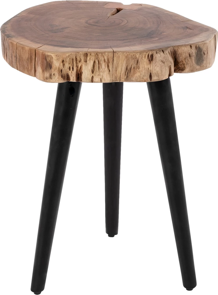 Tavolinë ndihmëse prej druri akacie, këmbë të zeza, 40x40x49.5cm