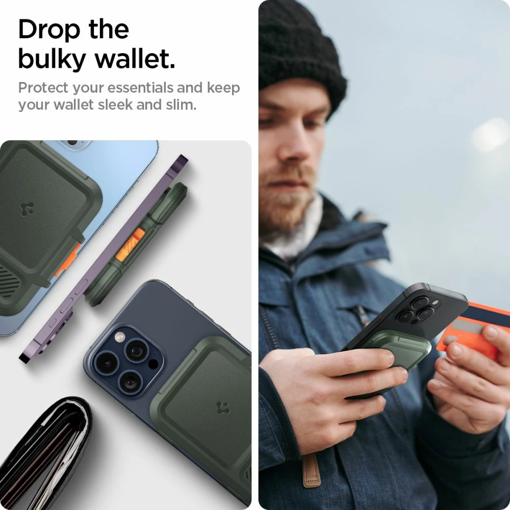 Mbështjellës Spigen Lock Fit MagSafe për karta, i gjelbër