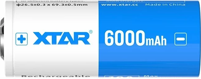 Bateri Li-Ion Xtar 26650-6000PCM 6000mAh 3.7V me mbrojtje PCM, 1 copë