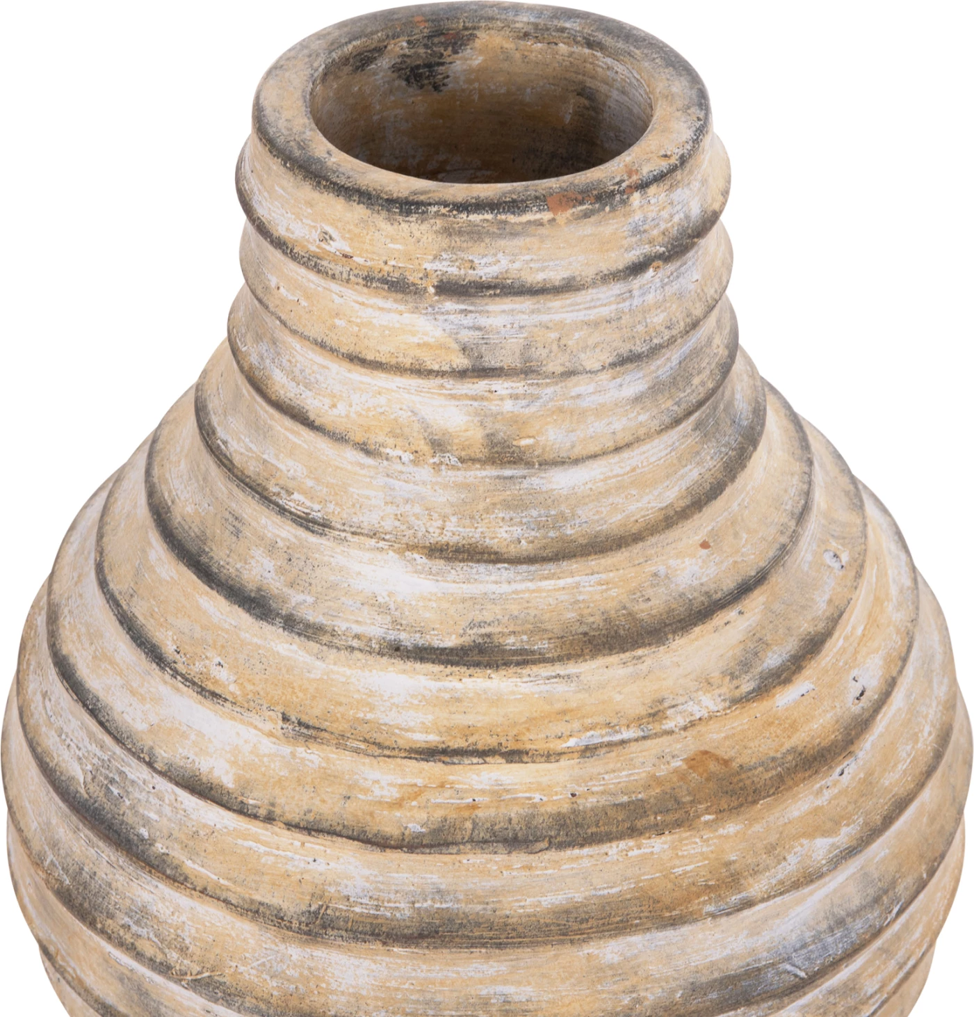 Vazo dekorative tavoline, terrakotë, ngjyrë bezhë e furçuar, VERMO FH4401, 27x30cm