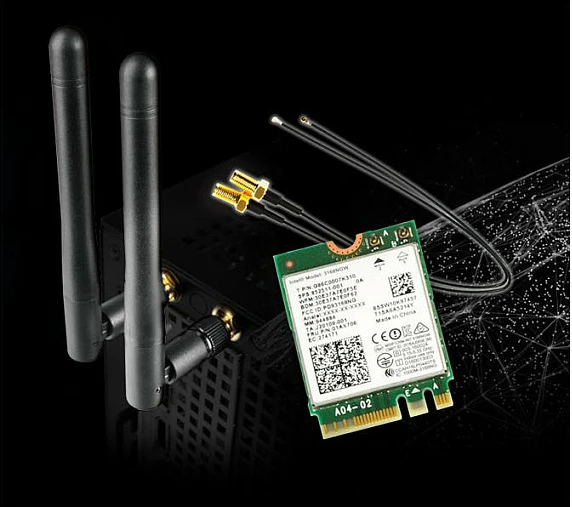 Kit Wi‑Fi ASRock DeskMini, M.2 WLAN/Bluetooth, antena të jashtme