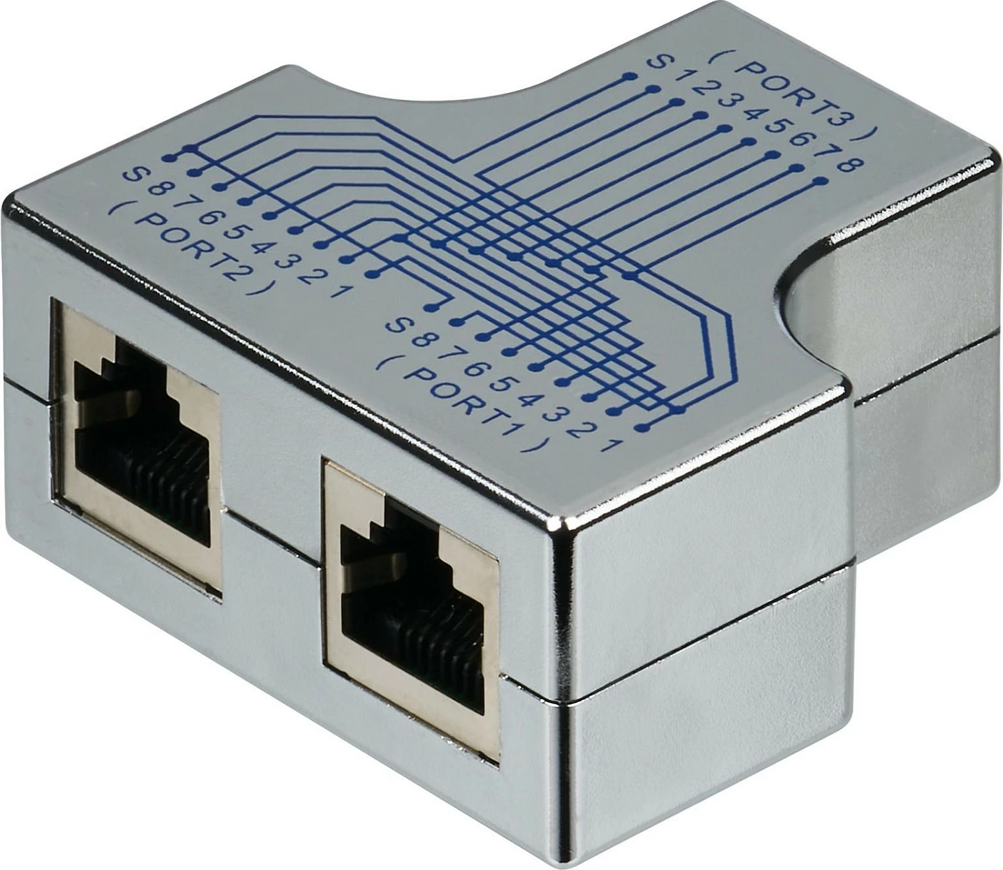 Adapter RJ45 EFB Elektronik T-Modular, 1xRJ45 në 2xRJ45, i ekranizuar, argjendtë