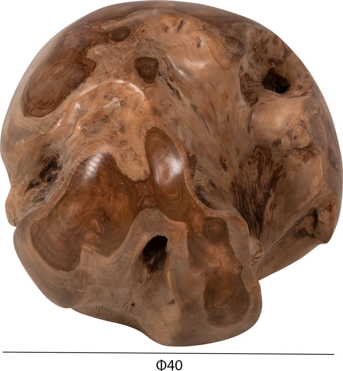 Dekor për dysheme CLEM, sferë prej druri tik, madhësi mesatare Φ40cm