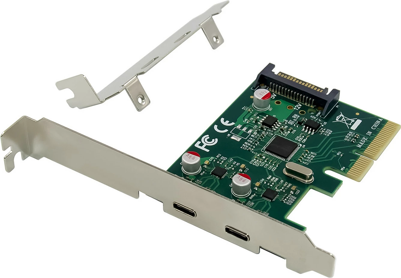Kartë zgjerimi PCIe Conceptronic, 2x USB-C 3.2 Gen2 10Gbps, PCIe 3.0, e gjelbër