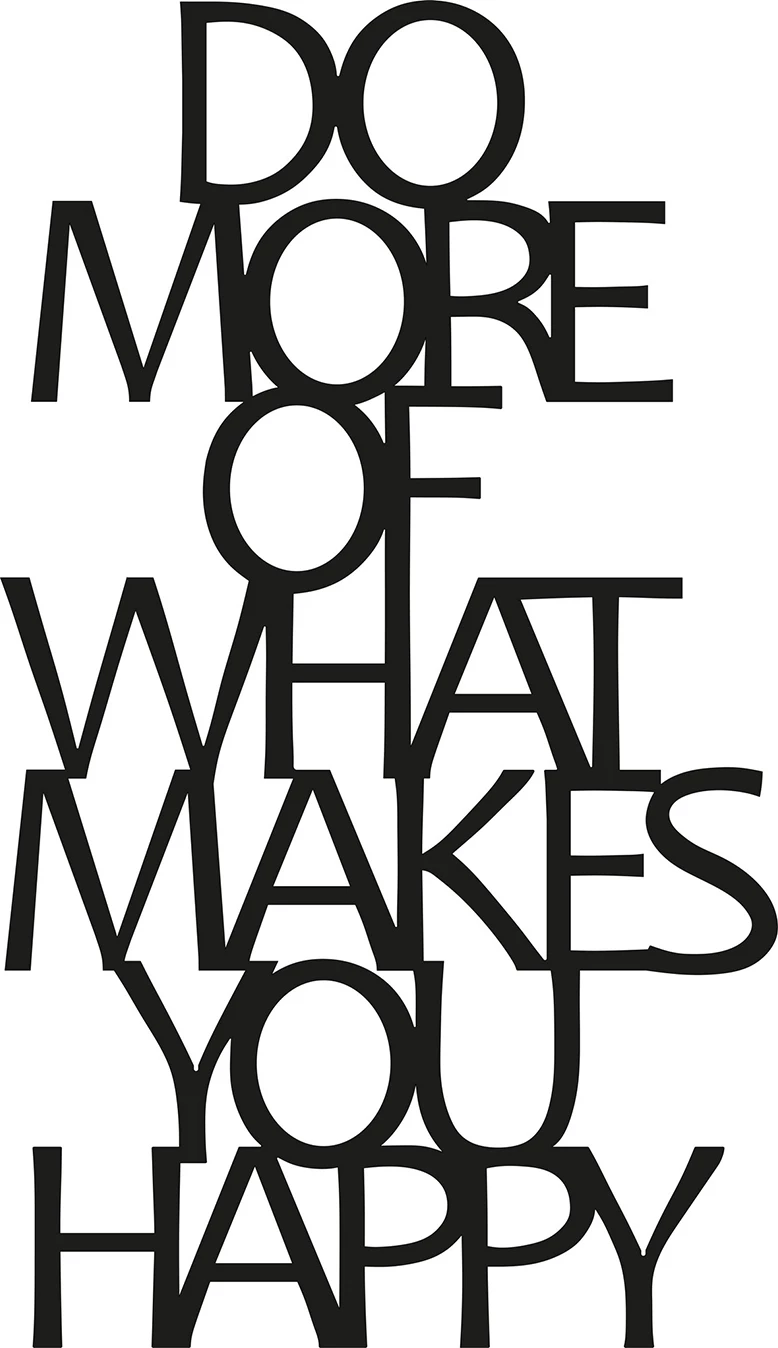 Aksesor dekorativ metalik për mur, Wallity, Do More Of What Makes You Happy, ngjyrë e zezë, 41x70cm