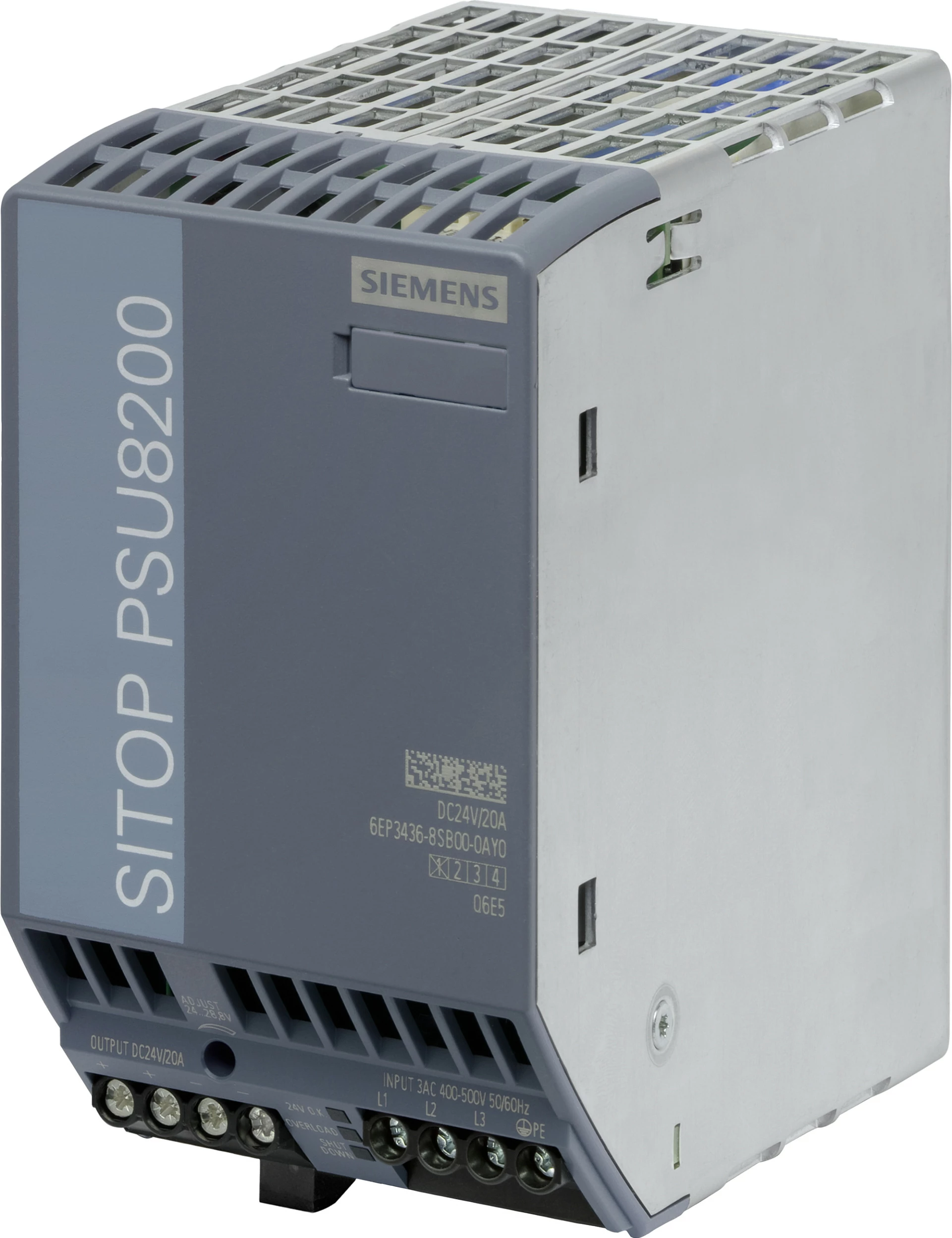 Furnizues rryme Siemens SITOP PSU8200 6EP34368SB000AY0, 24V/20A, gri/bardhë