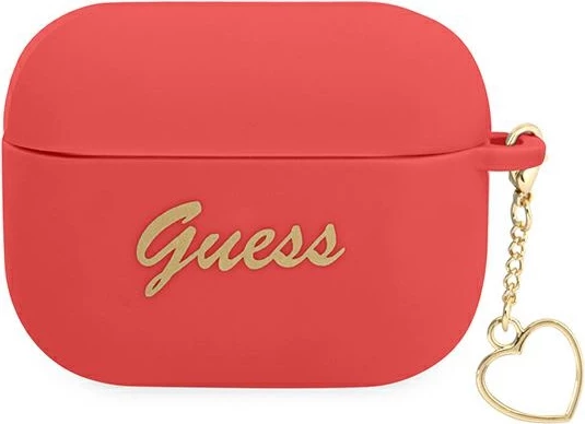 Mbështjellës Guess për AirPods Pro, Charm Heart Collection, silikon, kuqe