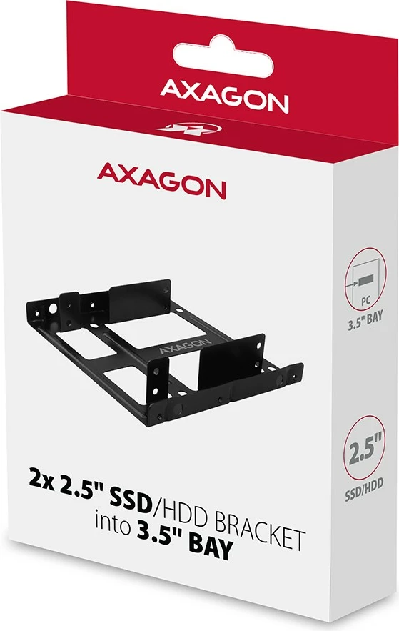 Kasë AXAGON RHD-225 për 2x 2.5" HDD/SSD, për pozicion 3.5", e zezë