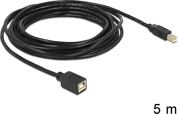 Kabl USB DeLOCK 83429, USB-B zgjatës (Mashkull në Femër), 5 m, USB 2.0, i zi