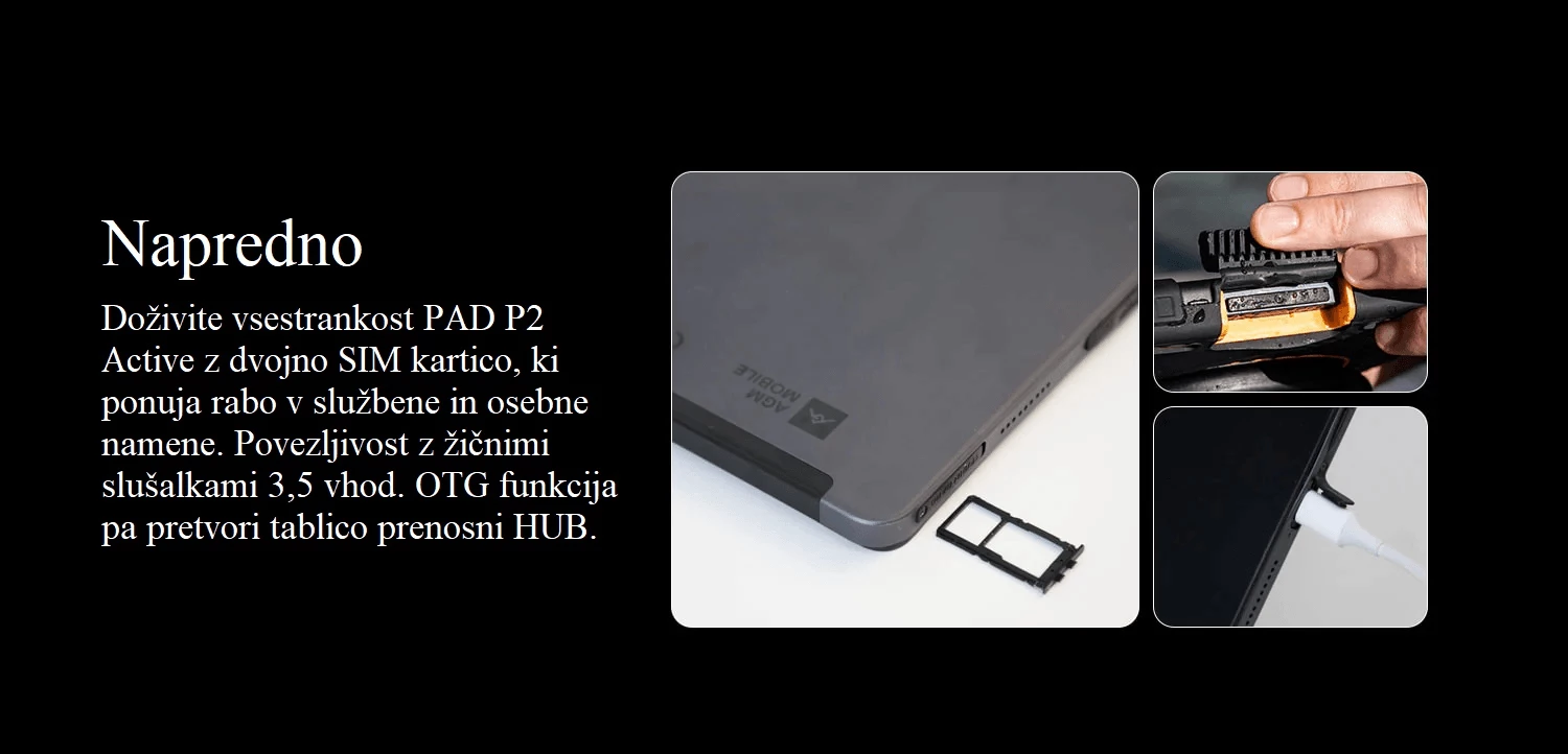 Tablet rugged AGM Pad P2 Active 11\", 8GB+8GB RAM, 256GB, IP68, Android 14, i zi/portokalli