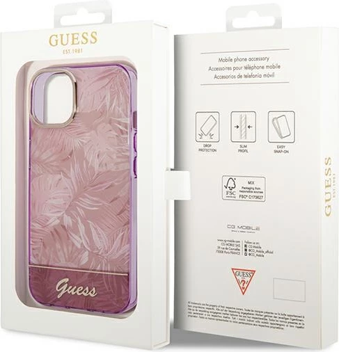 Mbështjellës Guess Jungle Collection për iPhone 14 Plus 6.7", rozë, hardcase