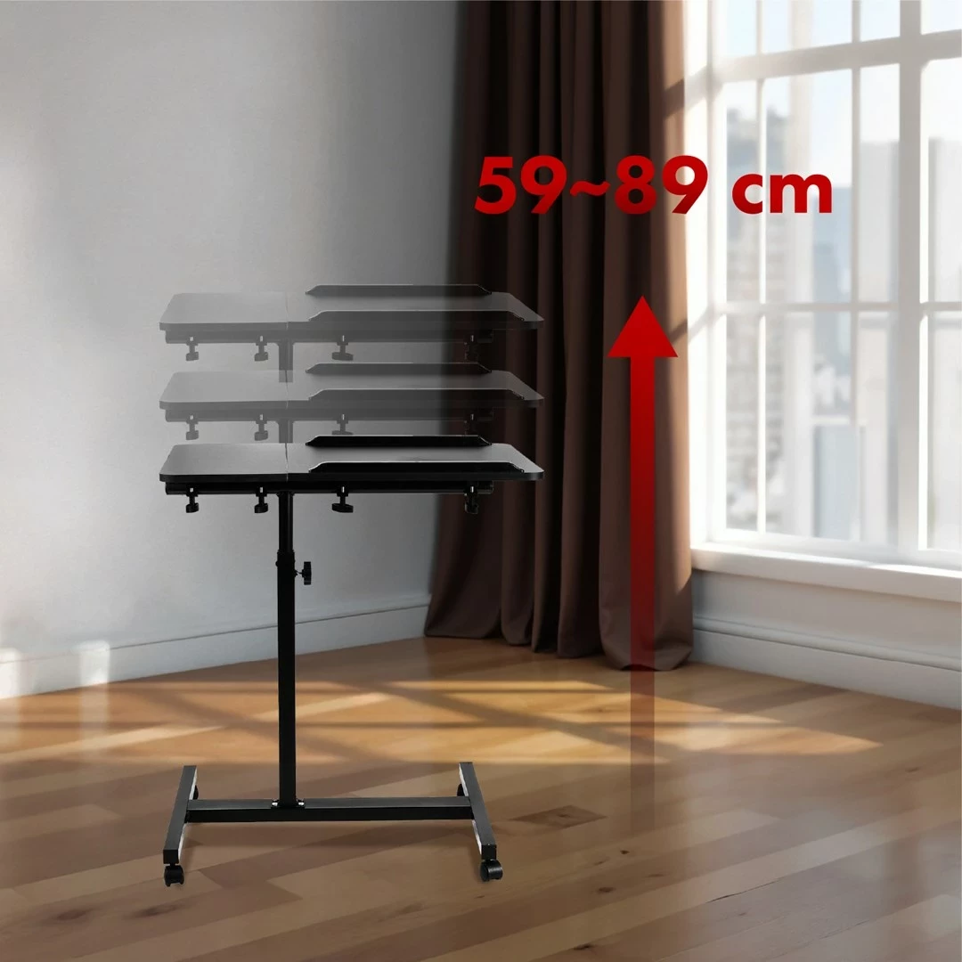 Tavolinë mobile Maclean MC-121 B për laptop/kompjuter, e zezë, rregullim lartësie 59-89cm