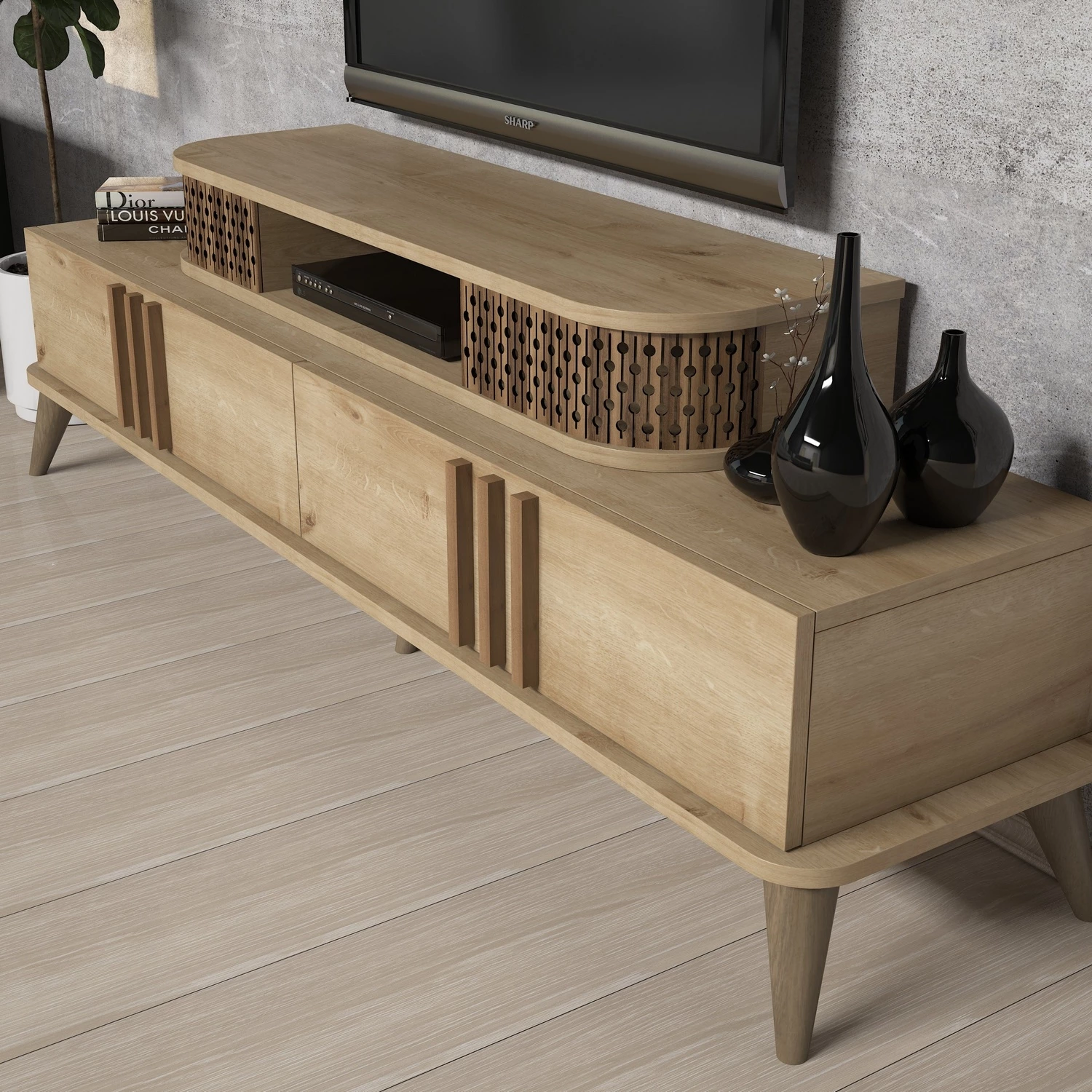 Komodë TV Hanah Home, Eylül, ngjyrë lisi