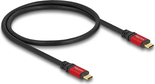 Kabllo DeLOCK USB-C në USB-C, USB4 20Gbps, PD 100W, 0.5m, kuqe/zezë