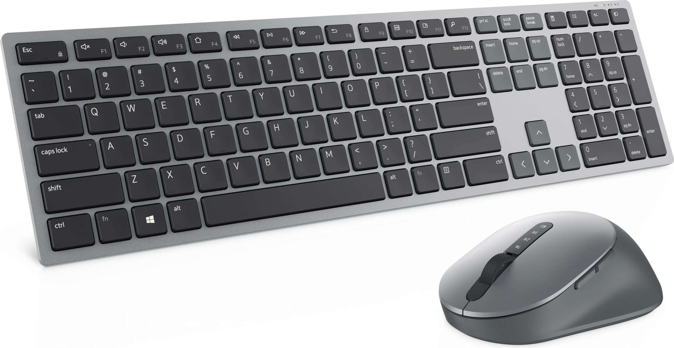 Tastierë DELL KM7321W, Full-size, Wireless, RF Wireless + Bluetooth, AZERTY, Maus përfshirë, Gri, Titanium