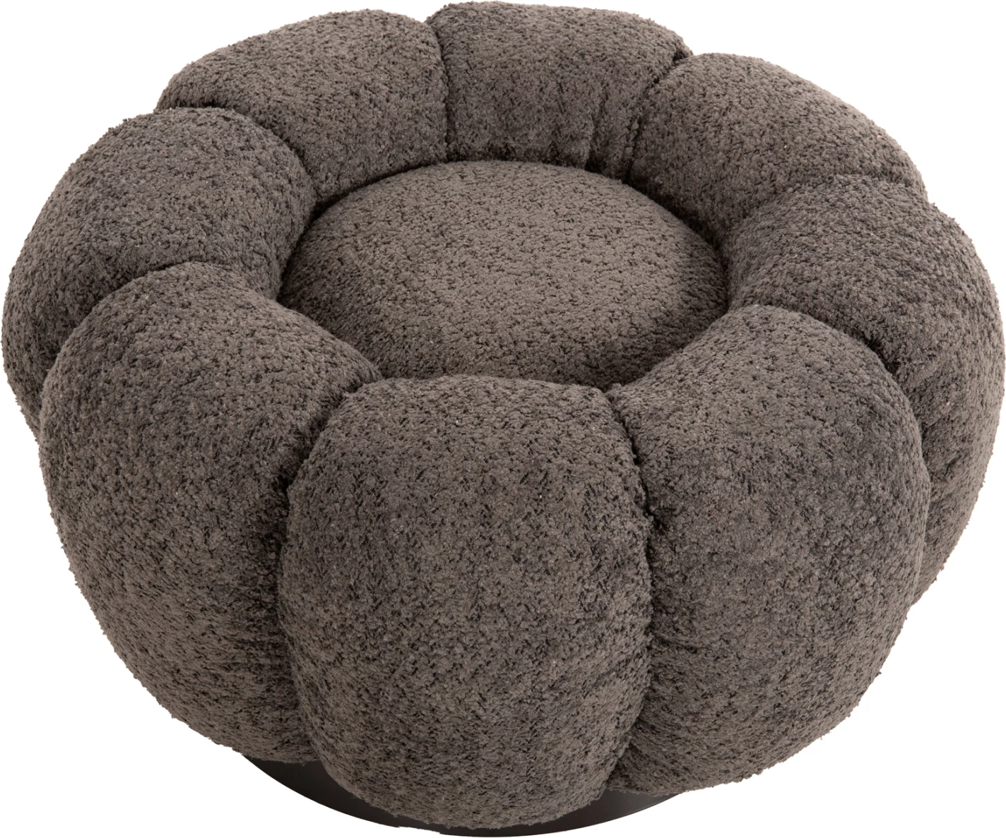 Karrige për bar KRIPP FH9602.01, gri boucle, bazë metalike e zezë, Φ60x31H cm