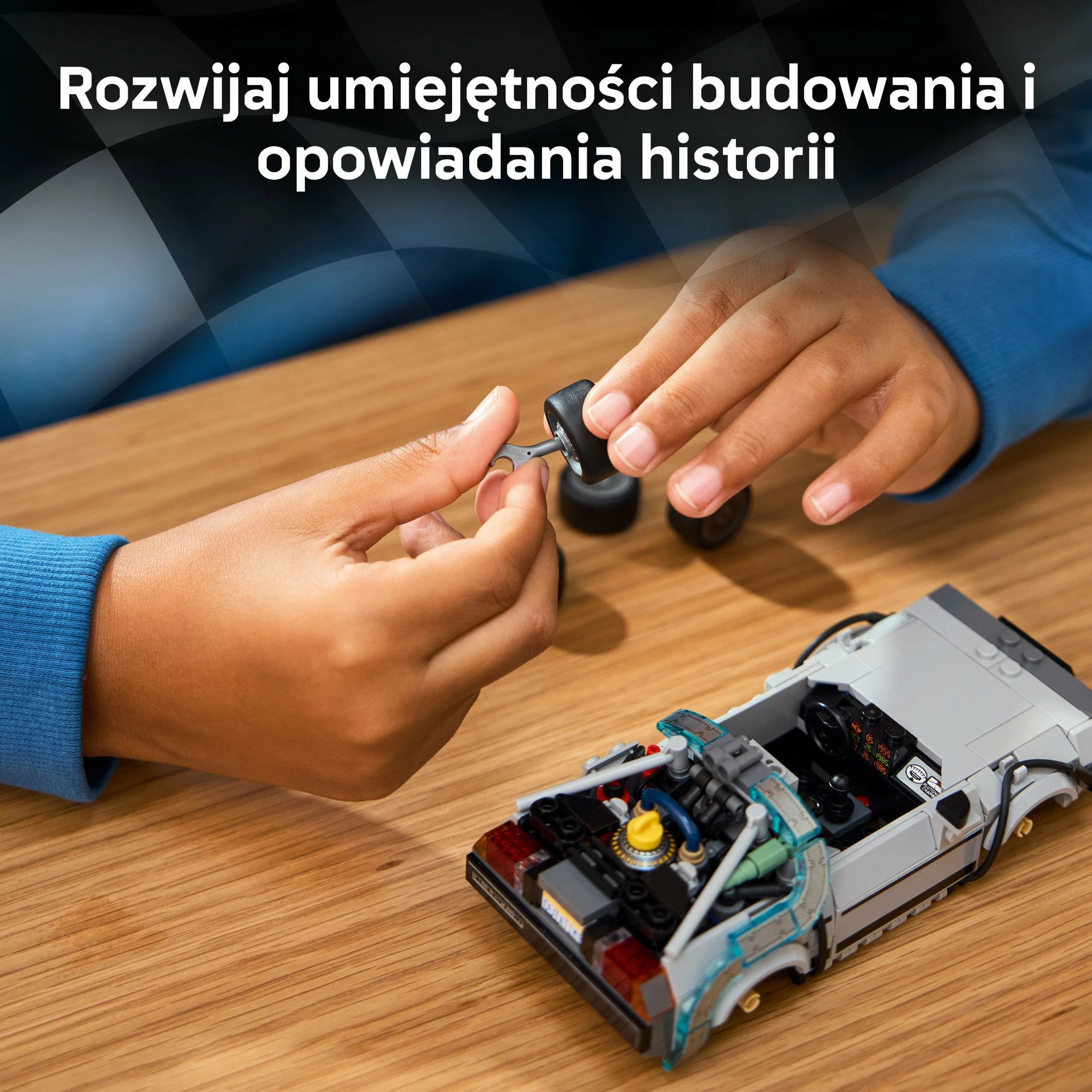 Set ndërtimi LEGO Speed Champions Time Machine Back to the Future 77256, 357 copë, 2 minifigura, 9+