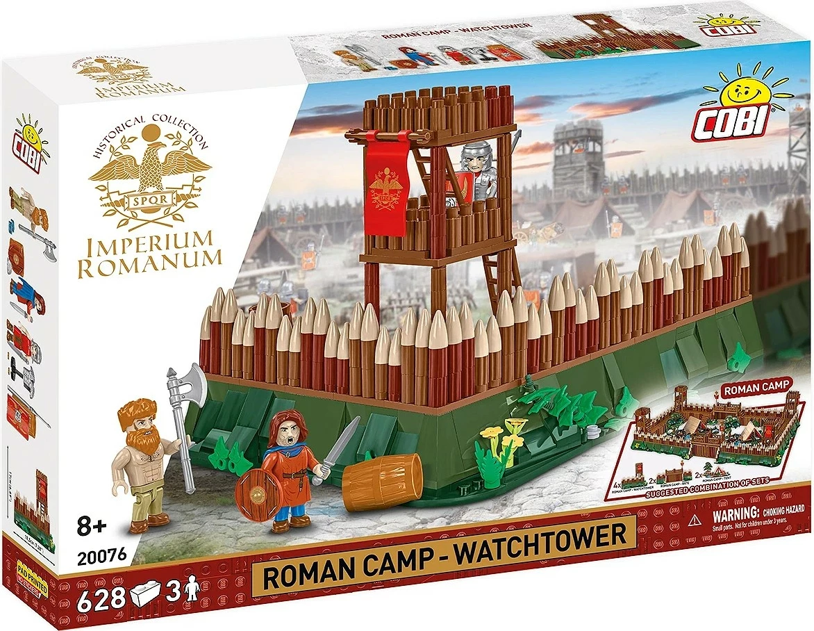 Set blloqe ndërtimi, Cobi, COBI-20076 Roman Camp Watchtower, 628 pjesë, 3 figurina, 8+