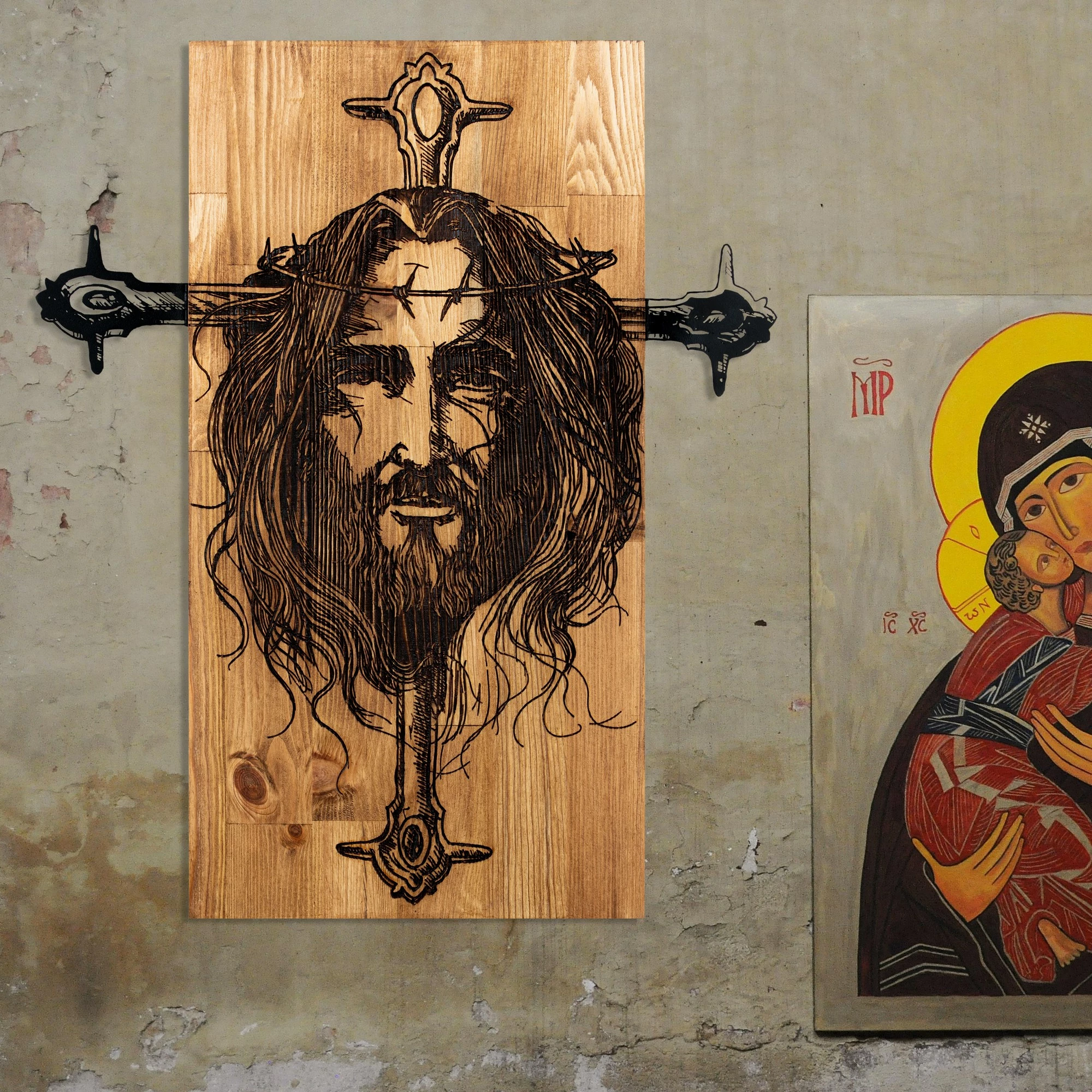 Aksesor dekorativ për mur, dru, Wallity, Jezus