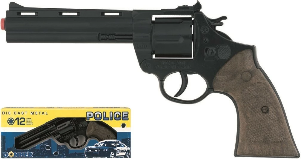 Revolver metalik lodër Pulio GONHER 123/6, 12 fishekë, zi/kafe