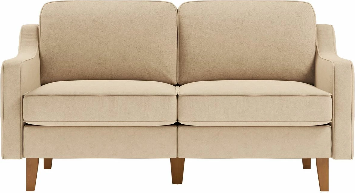 Divan dy vendësh Atelier del Sofa, Robin 2, ngjyrë rëre dhe dru arre