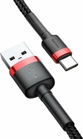 Kabllo USB-A në USB-C Baseus Cafule CATKLF-U91 3 m USB 2.0 e thurur, zi-kuqe