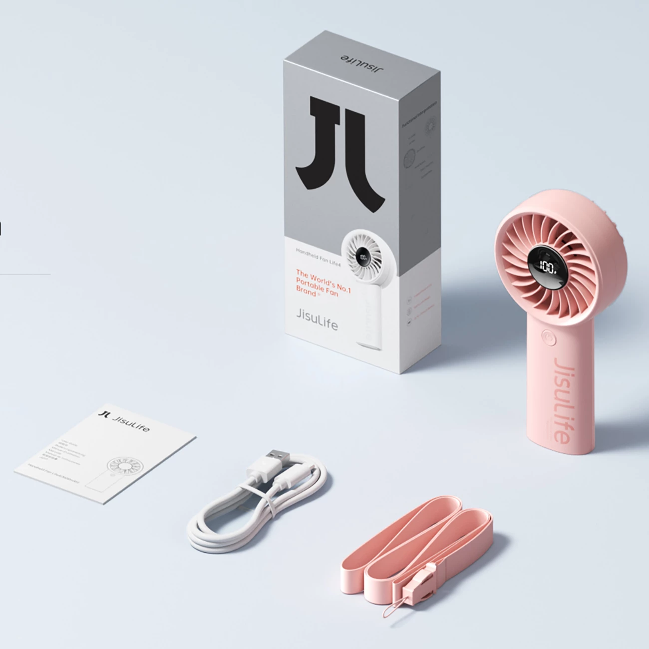 Ventilator dore Jisulife Life4, 5000mAh, USB-C, Rozë