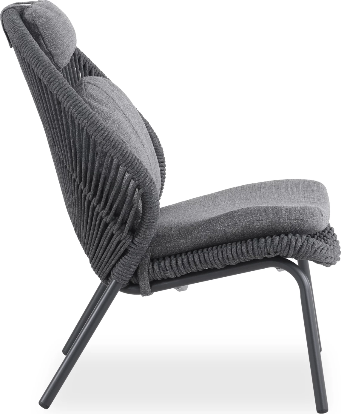 Karrige lounge me këmbështetëse për këmbë, ngjyrë qymyr, alumin & jastëkë, TEMPORAL CD6400.02, 83.5x91x115cm