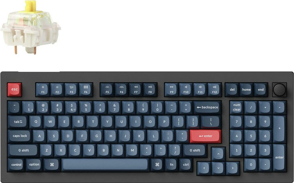 Tastierë mekanike Keychron V5 Max, DE-Layout, Gateron Jupiter Banana, Hot-Swap, RGB, e zezë/blu-gri