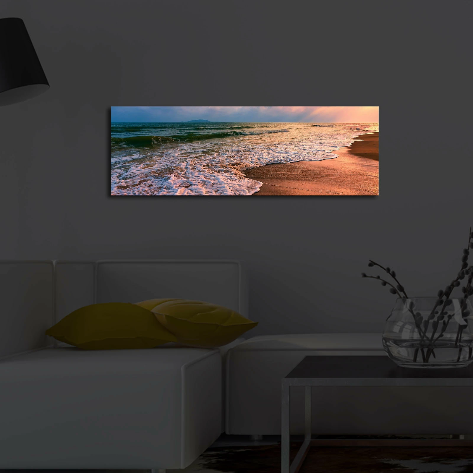 Pikturë dekorative me drita LED, shumëngjyrëshe, 30x90cm