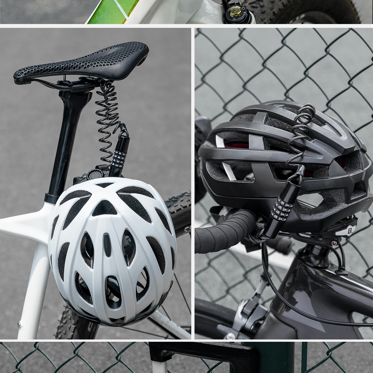 Kyç kabllo për biçikletë/helmetë Wozinsky WBN-01R, kombinim 4-shifror, 1.5 m, i papërshkueshëm nga uji, zi