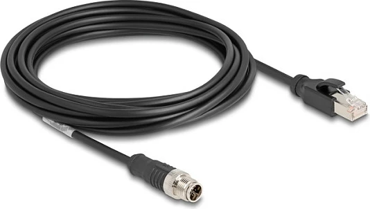 Kabllo rrjeti DeLOCK M12 X-coded 8-pin në RJ45, Cat5e, 5 m, e zezë