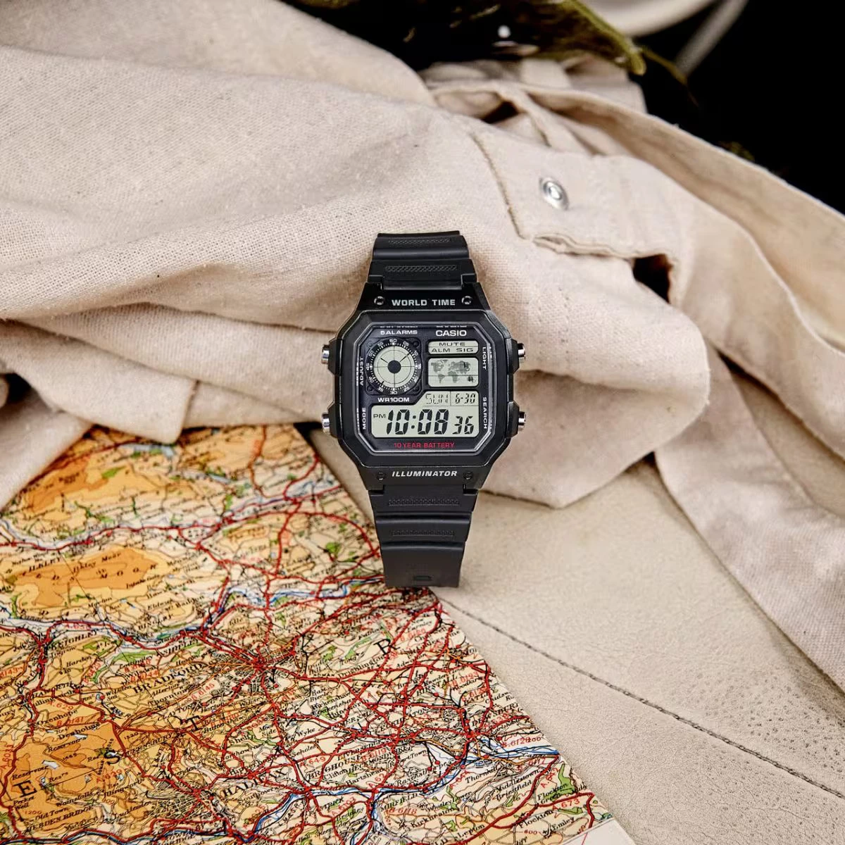 Orë dore Casio AE-1200WH-1A, e zezë