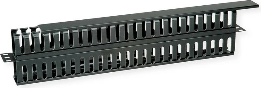 Kanal kabllosh VALUE 19" 1U, panel frontal për rack, i zi