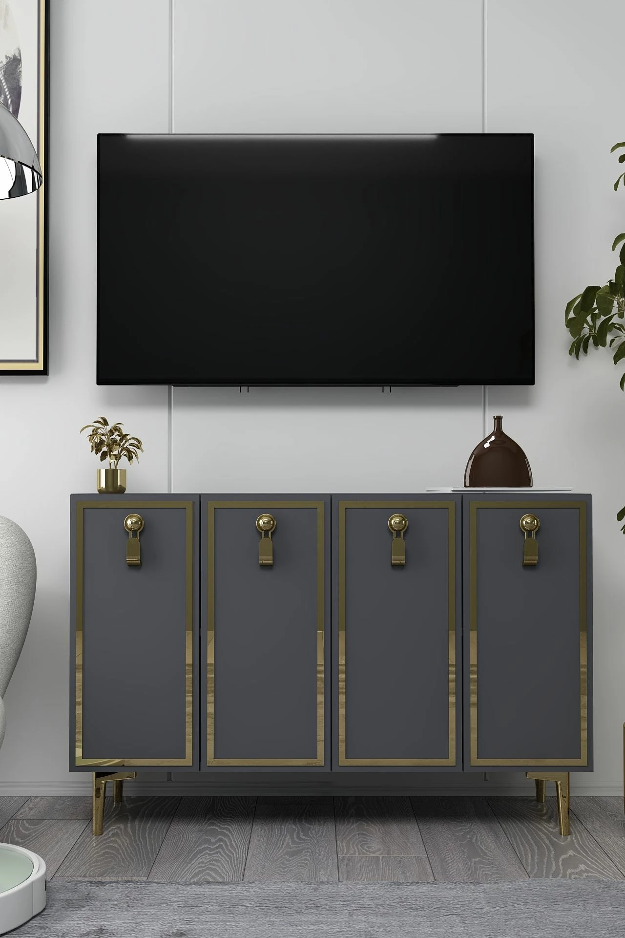 Konsolë Skye Decor, anthracite, gold, 8186KM-64