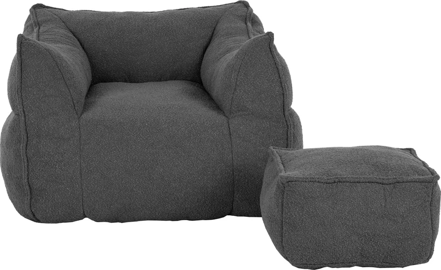 Set ulëse Sponge me këmbështetëse, ngjyrë gri e errët, 95x102x73cm