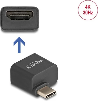 Adapter DeLOCK USB-C në HDMI, 4K 30Hz, DP Alt Mode, i zi