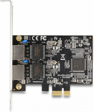 Kartelë rrjeti PCIe DeLOCK RTL8111, 2x RJ45 Gigabit LAN, PCI Express x1, argjendtë