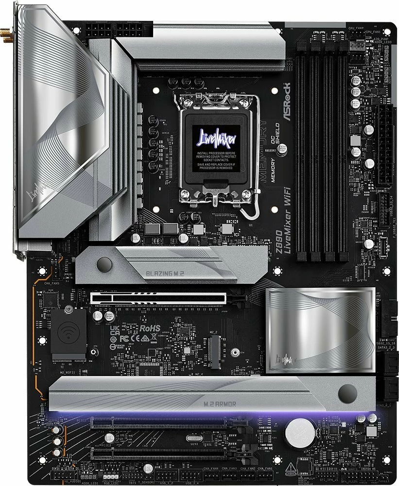 Pllakë amë ASRock Z890 LiveMixer WiFi ATX, DDR5 deri 256GB, Wi‑Fi 7, Thunderbolt 4, 2.5Gb LAN (me 2 antena WiFi, 2 kabllo SATA)
