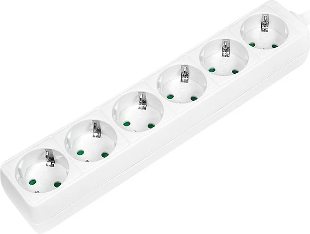 Zgjatues rryme LogiLink LPS238, 6 priza, 1.5 m, me switch, 3500 W, e bardhë