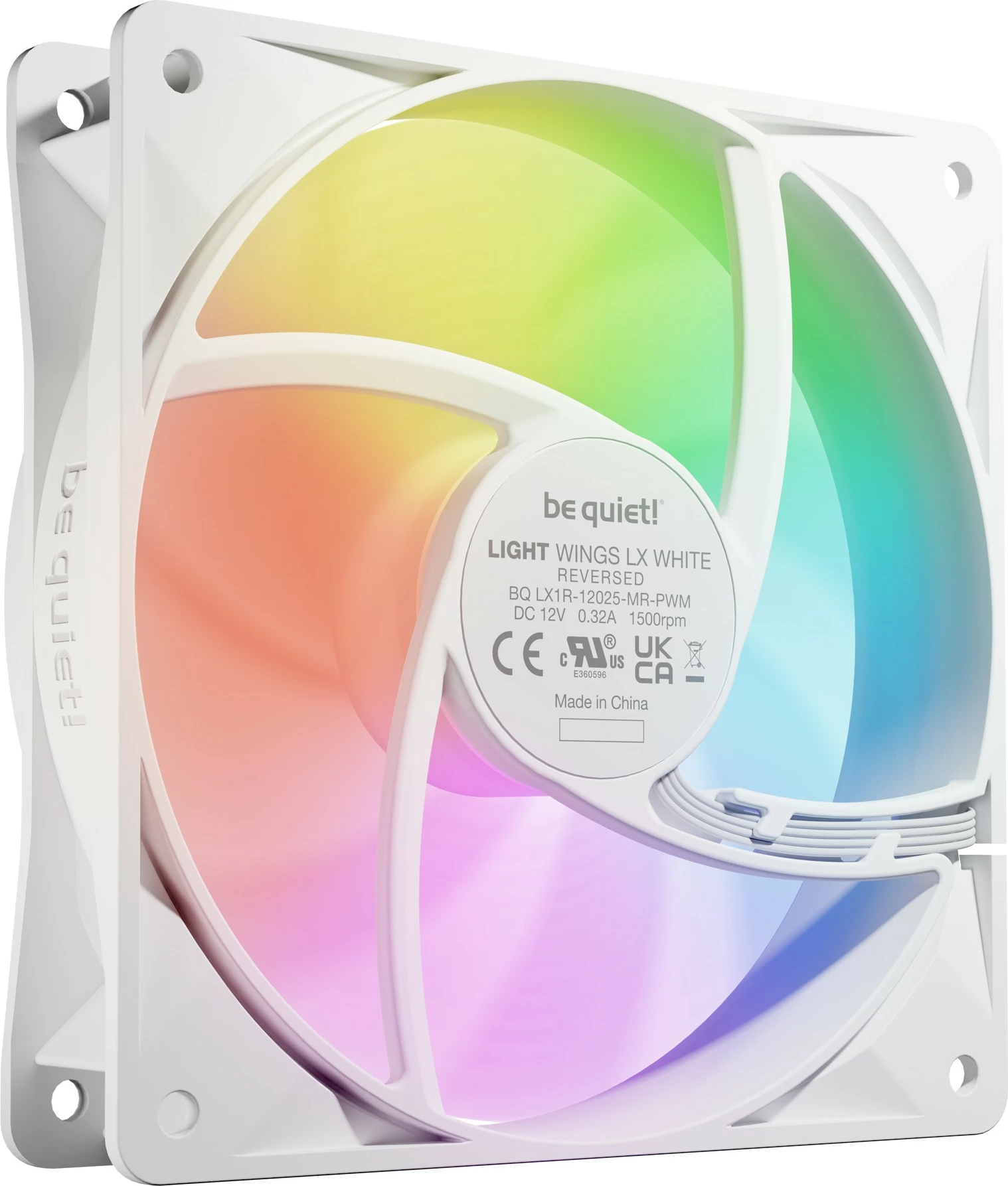 Ventilator kasë be quiet Light Wings LX PWM Reverse 120mm, RGB, i bardhë
