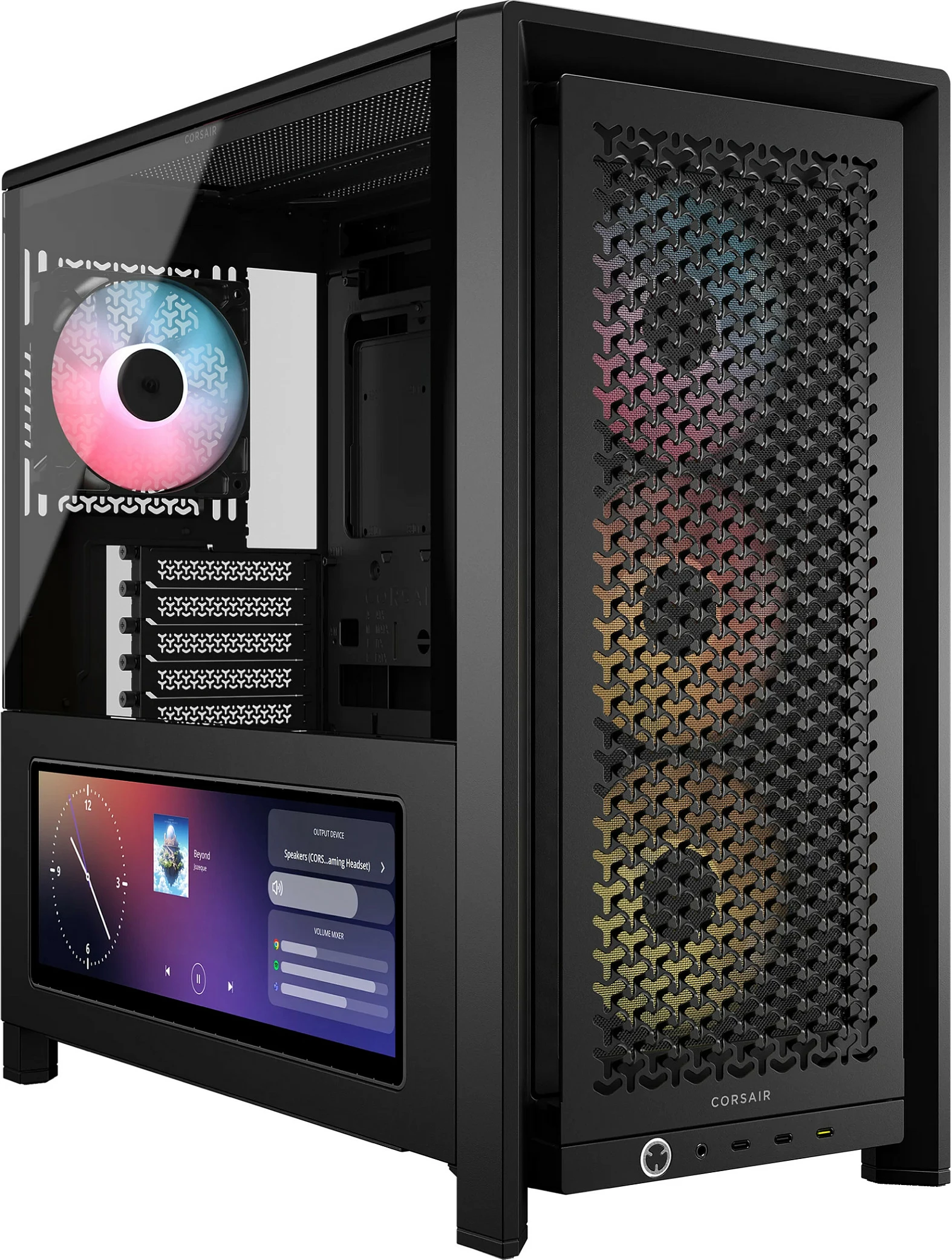 Kasë Corsair 4000D LCD RS ARGB, Midi Tower ATX, LCD 14.5", xham i temperuar, e zezë