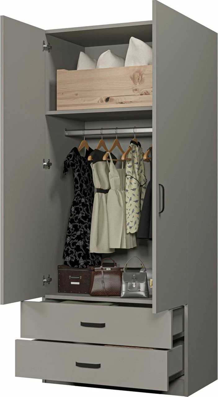 Dollap rrobash ngjyrë gri, Skye Decor, Yaman Luna 1600-043