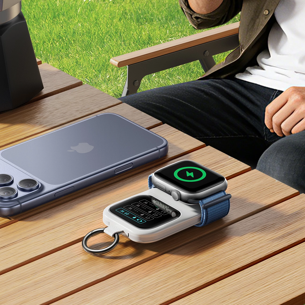 Powerbank Joyroom JR-W19 5000mAh, karikim wireless 5W për orë, me kabllo USB-C/Lightning, i bardhë